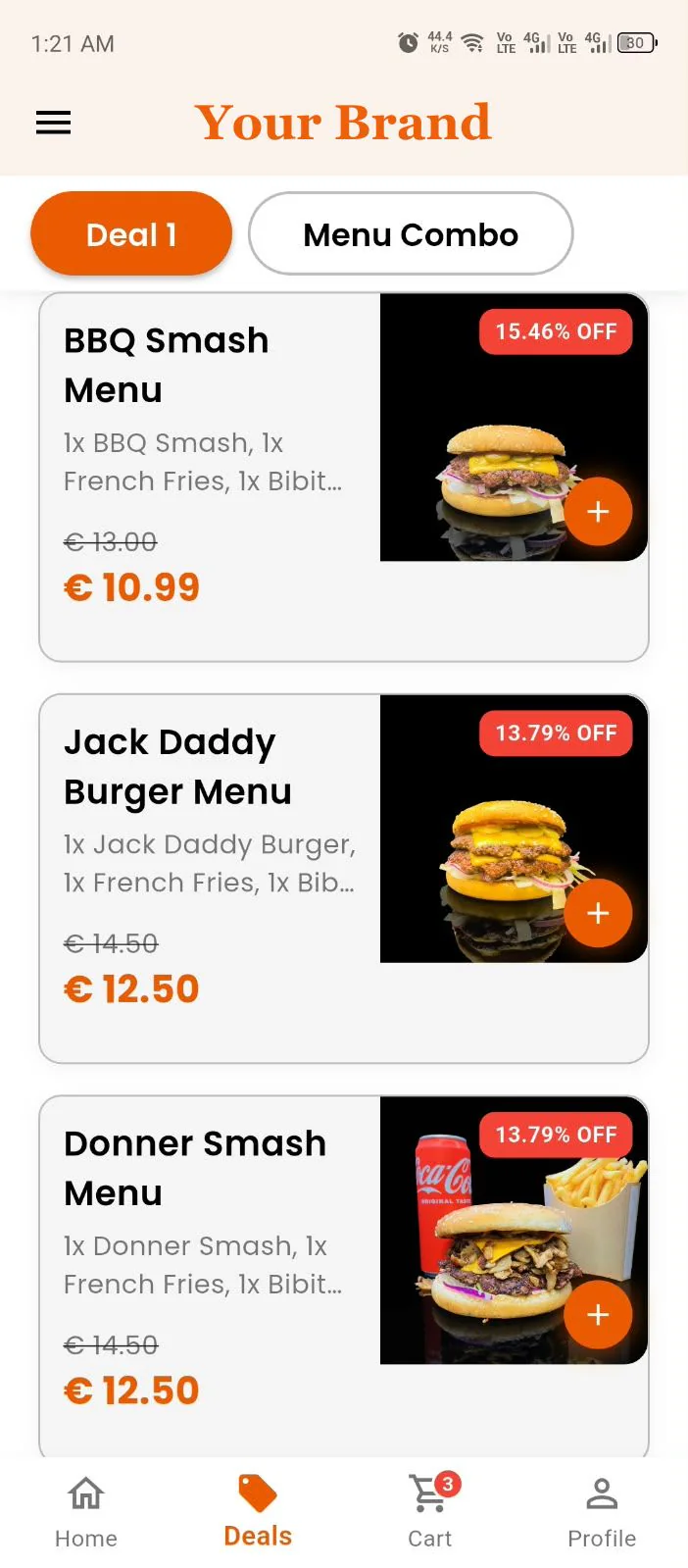 Customer app screens — Deals